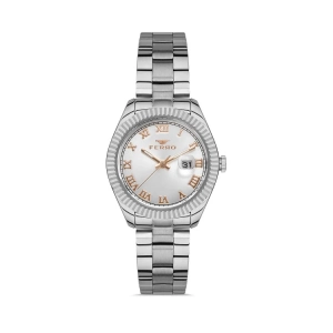 Ferro Silver Steel Strap Womens Wristwatch FL21295A-A