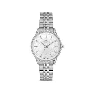 Ferro Gümüş Çelik Kordon Kadın Kol Saati FL21544AWT-A 3ATM Su Geçirmez 2 Yıl Garantili HediyePaketli
