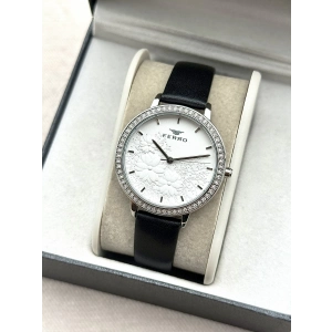 Ferro Gümüş Deri Kordon Kadın Kol Saati FL21242B-J 3 ATM Su Geçirmez 2 Yıl Garantili Hediye Paketli