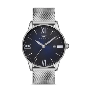 Ferro Gümüş Hasır Kordon Erkek Kol Saati F11182C-A3 3 ATM Su Geçirmez 2 Yıl Garantili Hediye Paketli