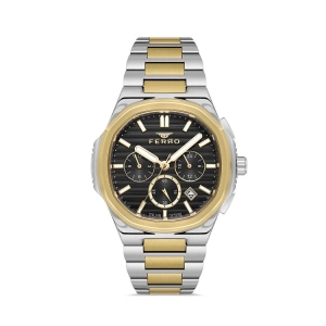 Ferro Gümüş ve Sarı Çelik Kordon Erkek Kol Saati FM11499A-D2