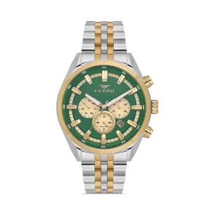 Ferro Gümüş ve Sarı Çelik Kordon Erkek Kol Saati FM11507A-D6 Fonksiyonları Aktif 3ATM Su Geçirmez