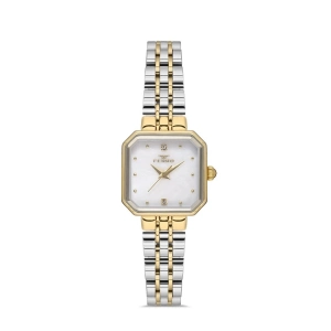 Ferro Gümüş ve Sarı Çelik Kordon Kadın Kol Saati FL21384A-D 3ATM Su Geçirmez 2 Yıl Garantili