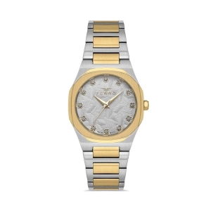 Ferro Gümüş ve Sarı Çelik Kordon Kadın Kol Saati FL40128A-D 3ATM Su Geçirmez 2 Yıl Garantili