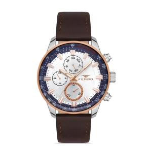 Ferro Kahverengi Deri Kordon Erkek Kol Saati FM1856B-E