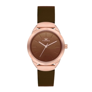 Ferro Kahverengi Deri Kordon Kadın Kol Saati F21073B-S 3ATM SuGeçirmez 2 Yıl Garantili HediyePaketli