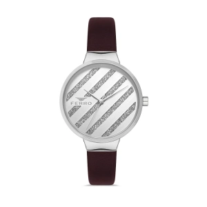 Ferro Kahverengi Deri Kordon Kadın Kol Saati F21153B-K2 3ATM SuGeçirmez 2 YılGarantili HediyePaketli