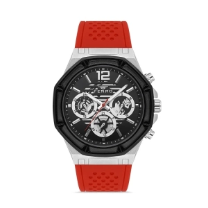 Ferro Kırmızı Çelik Kordon Erkek Kol Saati FM31398A-J8 Tüm Fonksiyonlar Aktif 3 ATM Su Geçirmez