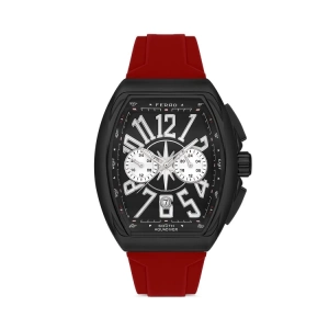 Ferro Kırmızı Silikon Kordon Erkek Kol Saati FM11444D-ZK Fonksiyonları Aktif 3ATM Su Geçirmez
