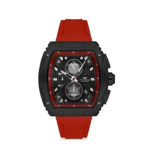 Ferro Kırmızı Silikon Kordon Erkek Kol Saati FM31346D-ZK Fonksiyonları Aktif 3 ATM Su Geçirmez