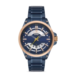 Ferro Navy Blue Steel Strap Mens Wristwatch F11201A-T