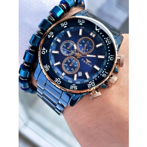 Ferro Navy Blue Steel Strap Mens Wristwatch FM1542A-T