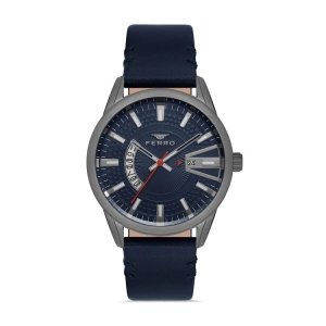 Ferro Navy Blue Leather Band Mens Wristwatch F11911B-ZD