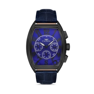 Ferro Lacivert Deri Kordon Erkek Kol Saati FM11447B-ZA Fonksiyonları Aktif 3ATM Su Geçirmez