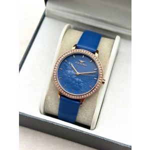 Ferro Lacivert Deri Kordon Kadın Kol Saati FL21242B-T 3ATM Su Geçirmez 2 Yıl Garantili HediyePaketli