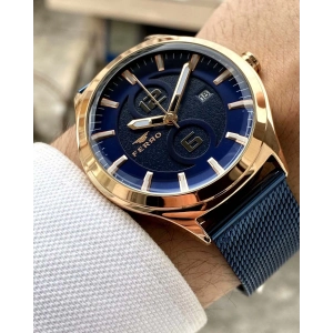 Ferro Lacivert Hasır Kordon Erkek Kol Saati F11090C-T 3ATM Su Geçirmez 2Yıl Garantili  HediyePaketli