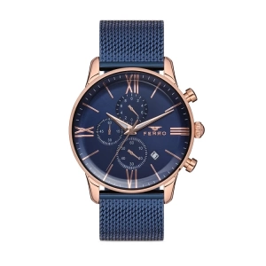 Ferro Lacivert Hasır Kordon Erkek Kol Saati FM11188C-T Fonksiyonları Aktif 3ATM SuGeçirmez