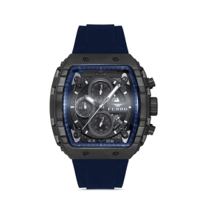 Ferro Lacivert Silikon kordon Erkek Kol Saati FM11001D-D Fonksiyonları Aktif 3ATM Su Geçirmez