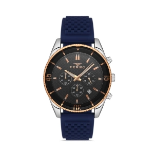 Ferro Navy Blue Silicone Band Mens Wristwatch FM31920D-L