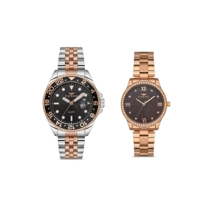 Ferro Rose Çelik Kordon Çift Kol Saati F11196A-FL21286A-C6