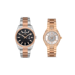 Ferro Rose Çelik Kordon Çift Kol Saati F11211A-FL21285A-C