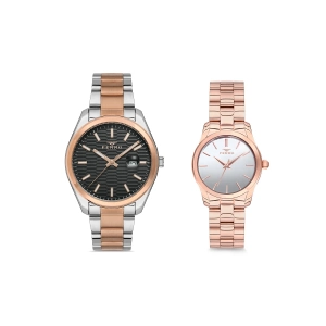 Ferro Rose Çelik Kordon Çift Kol Saati F11227A-F21071A-C
