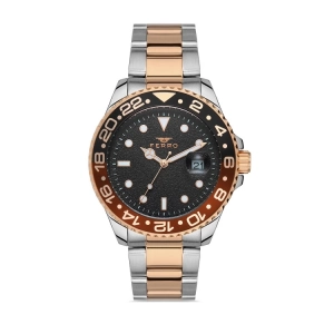 Ferro Rose and Silver Steel Band Mens Wristwatch F11253A-E8