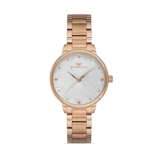 Ferro Rose Çelik Kordon Kadın Kol Saati F40093A-C 3ATM Su Geçirmez 2 Yıl Garantili HediyePaketli