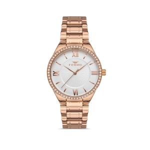 Ferro Rose Çelik Kordon Kadın Kol Saati FL21262A-C 3ATM Su Geçirmez 2 Yıl Garantili Hediye Paketli