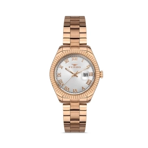 Ferro Rose Çelik Kordon Kadın Kol Saati FL21295A-C 3ATM Su Geçirmez 2 Yıl Garantili HediyePaketli