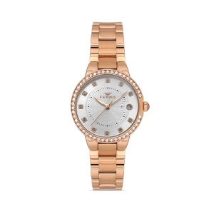 Ferro Rose Çelik Kordon Kadın Kol Saati FL21349A-C 3ATM Su Geçirmez 2 Yıl Garantili HediyePaketli