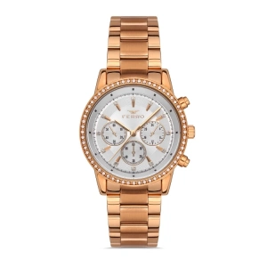 Ferro Rose Çelik Kordon Kadın Kol Saati FL41258A-C 3ATM Su Geçirmez 2 Yıl Garantili HediyePaketli