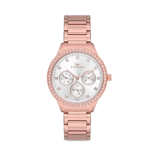 Ferro Rose Çelik Kordon Kadın Kol Saati FM21077A-C Tüm Fonksiyonları Aktif 3 ATM Su Geçirmez