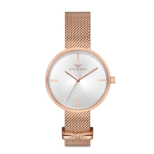 Ferro Rose Hasır kordon Kadın Kol Saati F21045C-979-C 3ATM Su Geçirmez 2 Yıl Garantili