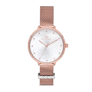 Ferro Rose Hasır Kordon Kadın Kol Saati F21087C-C 3ATM Su Geçirmez 2 Yıl Garantili HediyePaketli
