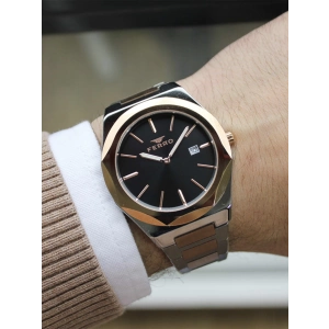 Ferro Rose ve Gümüş Çelik Kordon Erkek Kol Saati F40092A-E 3ATM Su Geçirmez 2 Yıl Garantili