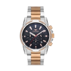Ferro Rose ve Gümüş Çelik Kordon Erkek Kol Saati FM31300A-E3