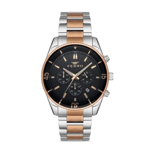 Ferro Rose and Silver Steel Strap Mens Wristwatch FM31920A-E