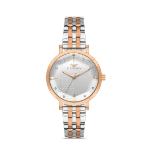 Ferro Rose and Silver Steel Strap Womens Wristwatch FL21252A-E