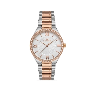 Ferro Rose and Silver Steel Strap Womens Wristwatch FL21262A-E