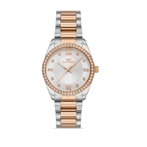Ferro Rose and Silver Steel Strap Womens Wristwatch FL21263A-E