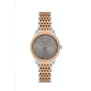 Ferro Sarı Çelik Kordon Kadın Kol Saati FL21512AWT-B4 3ATM Su Geçirmez 2 Yıl Garantili HediyePaketli