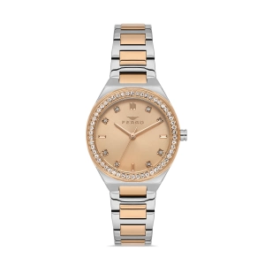 Ferro Rose ve Gumus Celik Kordon Kadın Kol Saati FL21562A-E5