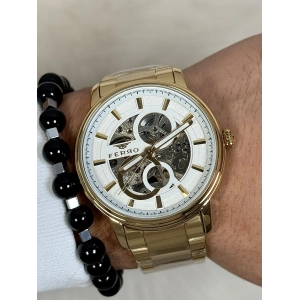 Ferro Sarı Çelik Kordon Erkek Kol Saati F31399A-B 3ATM Su Geçirmez 2 Yıl Garantili HediyePaketli