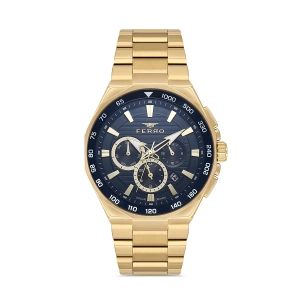 Ferro Sarı Çelik Kordon Erkek Kol Saati FM11650A-B3 Fonksiyonları Aktif 3 ATM Su Geçirmez