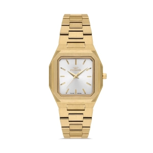 Ferro Sarı Çelik Kordon Kadın Kol Saati FL21482AWT-B 3ATM SuGeçirmez 2 Yıl Garantili HediyePaketli