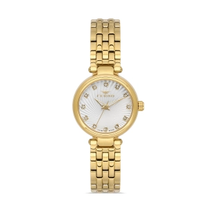 Ferro Sarı Çelik Kordon Kadın Kol Saati FL21489AWT-B 3ATM Su Geçirmez 2 Yıl Garantili HediyePaketli