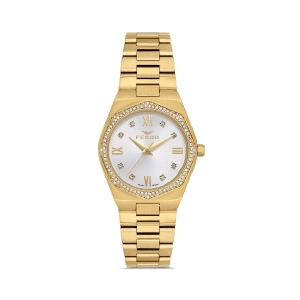 Ferro Sarı Çelik Kordon Kadın Kol Saati FL21518AWT-B 3ATM Su Geçirmez 2 Yıl Garantili HediyePaketli