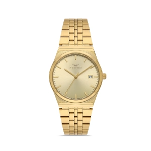 Ferro Sarı Çelik Kordon Kadın Kol Saati FL21591A-B4 3ATM Su Geçirmez 2 Yıl Garantili HediyePaketli