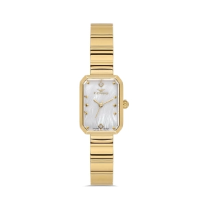 Ferro Sarı Çelik Kordon Kadın Kol Saati FL21607AWT-B 3ATM Su Geçirmez 2 Yıl Garantili HediyePaketli